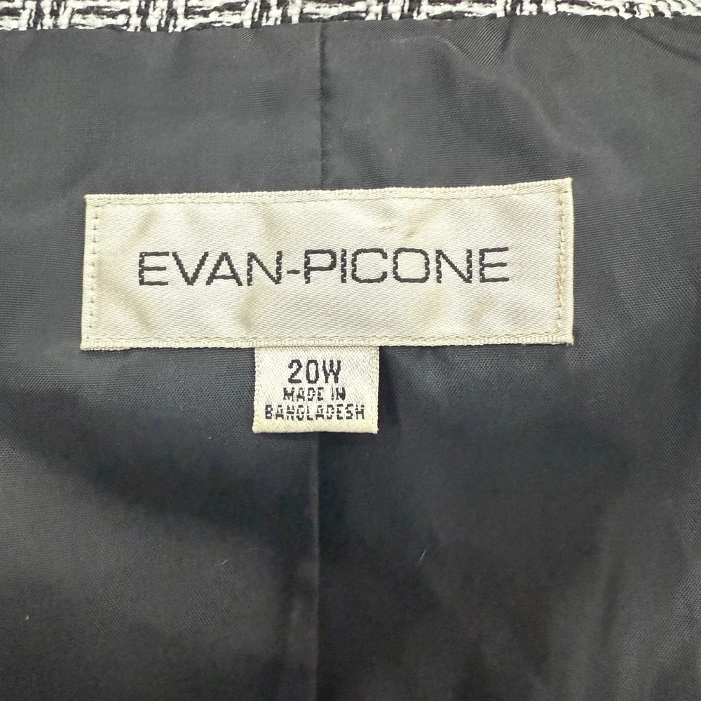 Evan Picone Womens 20W Black White Geometric Print Cropped‎ Jacket Blazer